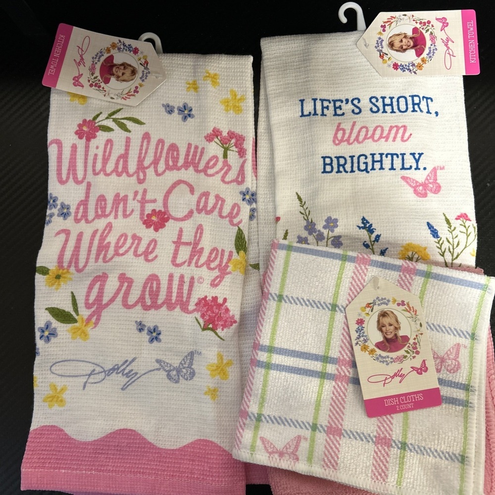 New Dolly Parton Wildflower Spring Collection Kitchen Towels & Dish Clothes